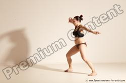 Underwear Martial art Woman White Moving poses Average long colored Dynamic poses Academic